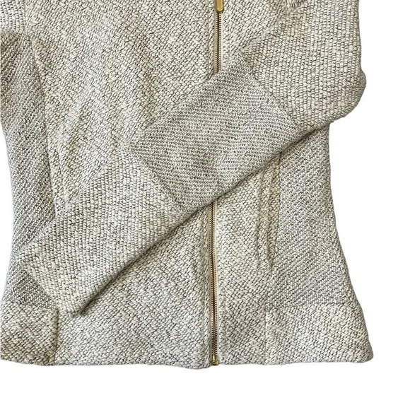 Lucky Brand Woven Asymmetrical Zip Hoodie. Gray White Size Small #1238 - Picture 7 of 10